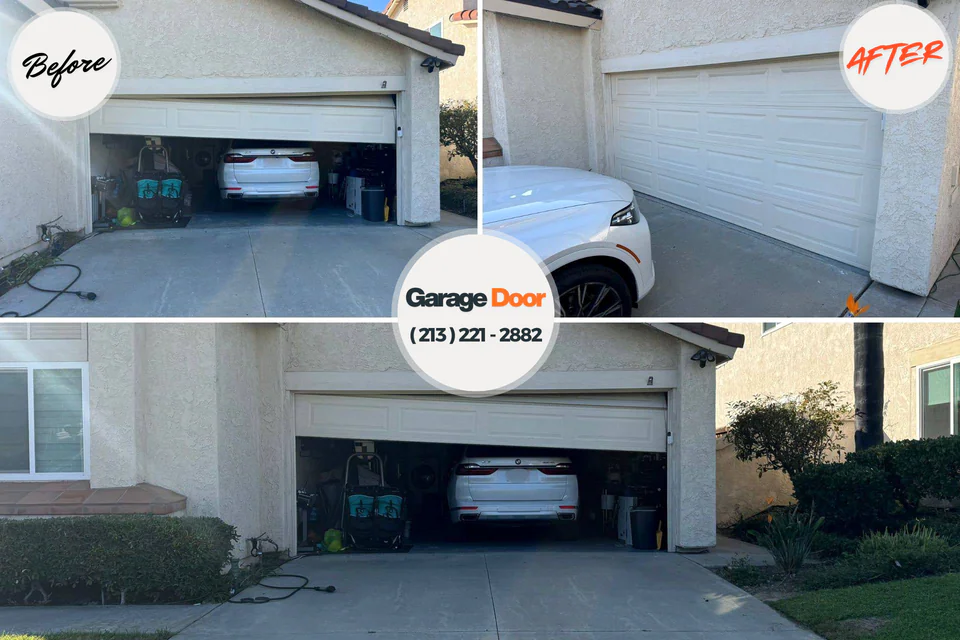 Before and after: garage door repair Rossville, GA